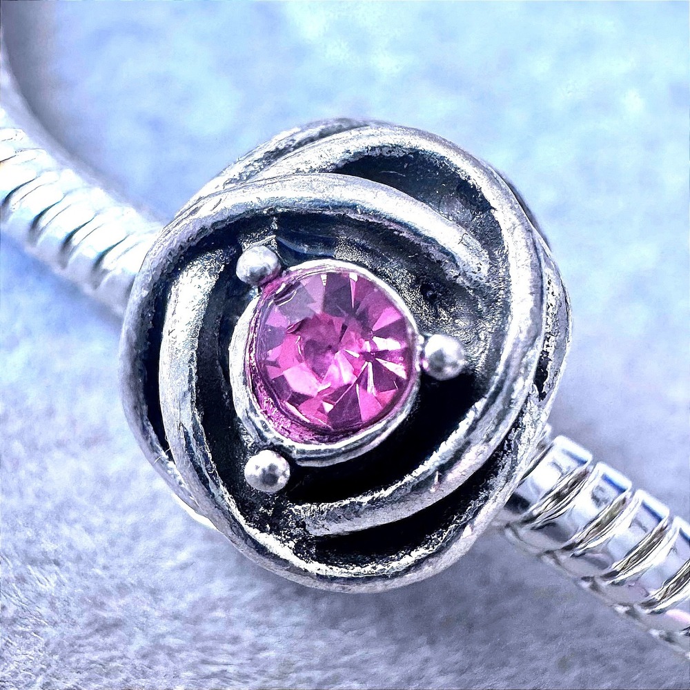 Pink Rose Knot Crystal Charm‎ fits PANDORA